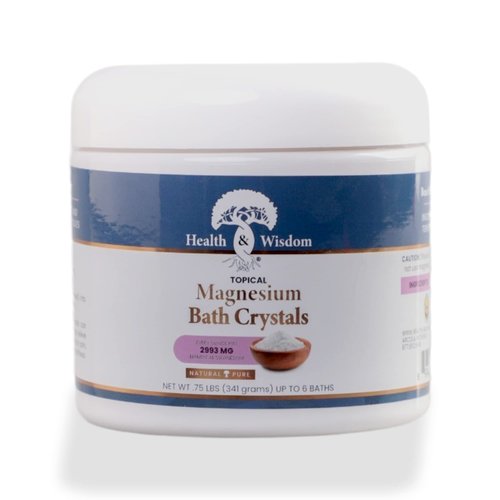 Health and Wisdom Magnesium Bath Crystals - Magnesium Flakes for Bath, Magnesium Chloride Flakes, Magnesium Bath Flakes, Magnesium Bath Soak, Magnesium Soak, Magnesium Chloride Bath Flakes - 12 Ounces