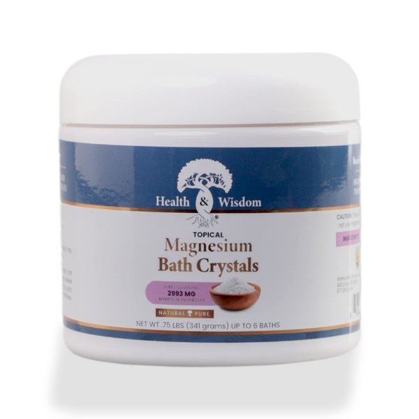 Health and Wisdom Magnesium Bath Crystals - Magnesium Flakes for Bath, Magnesium Chloride Flakes, Magnesium Bath Flakes, Magnesium Bath Soak, Magnesium Soak, Magnesium Chloride Bath Flakes - 12 Ounces