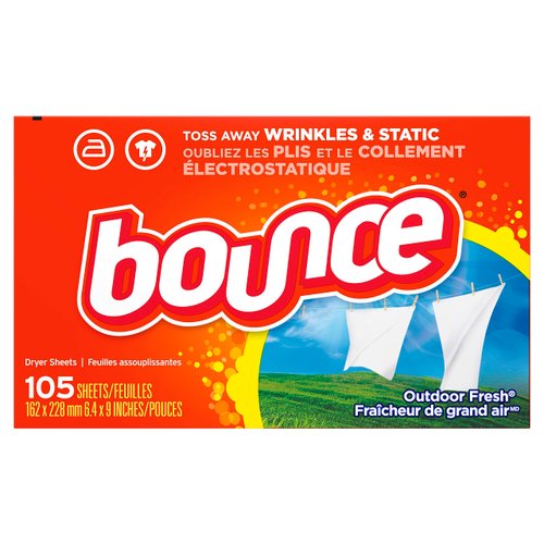 Bounce Dryer Sheets, 105 Sheets, Outdoor Fresh Scent Fabric Softener Sheets, Reduces Static, Softens and Fights Wrinkles