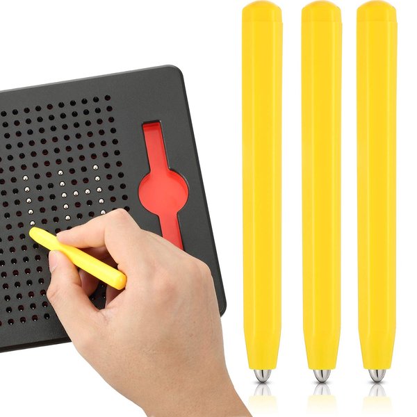 Outus 3 Pieces Replacement Stylus Magnetic Drawing Pen Magnet Replacement Pens for Magnetic Drawing Board Magnapad A to Z and Numbers 0 to 9, Yellow