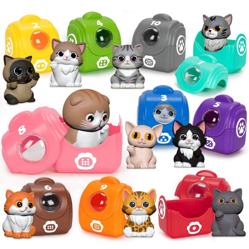 Learning Toys for 1 2 3 Year Old Boys Girls, 20 Pcs Cat Toys for Toddlers 1-3, Kitten Finger Puppet Games, Counting Matching Sorting Motor Educational Playset, Gifts for Baby Toddlers Age 12-18 Months
