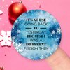100pcs Circle Decals,It's No Use Going Back to Yesterday Because I was A Different Person Then Labels Stickers with Quotes for Laptop Envelope Seals Jar Water Bottles Goodie Bags Packaging 1.5in