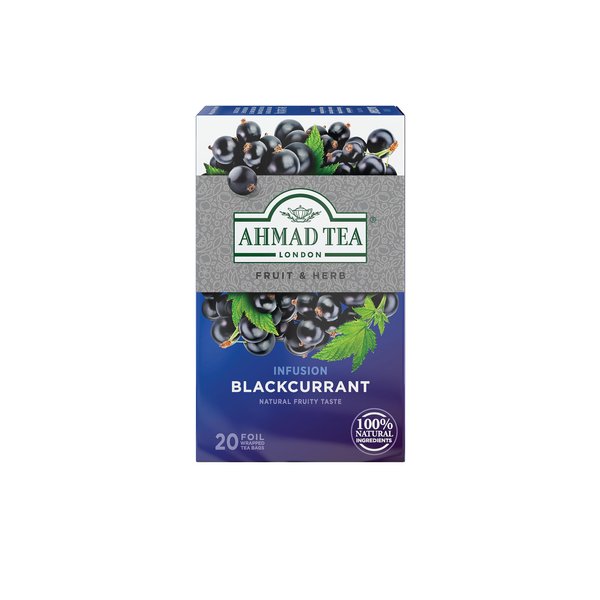 Ahmad Tea Herbal Tea, Blackcurrant Teabags, 20 ct (Pack of 6) - Decaffeinated & Sugar-Free
