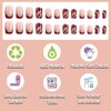 ANDGING French Tip Press on Nails Red Square Short Medium Fake Nails Glue on Nails with Black Striped Floral Design 24Pcs Acrylic False Nails for Wedding Birthday Women Stick on Nail with Glue AL887Q