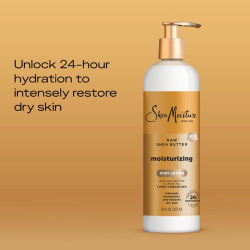 SheaMoisture Moisturizing Body Lotion with Raw Shea Butter, Argan Oil and Pro-Ceramides, Restoring Dry Skin, 24H Moisturizing 16 oz