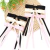 Purggy 6 Pcs Hair Bow Clips for Women Girls, Ribbon Hair Bows with Long Tail, Bowknot Tassel Claw Hair Clip for Women, Hair Barrettes with Bow Accessories（Black, pink, beige）