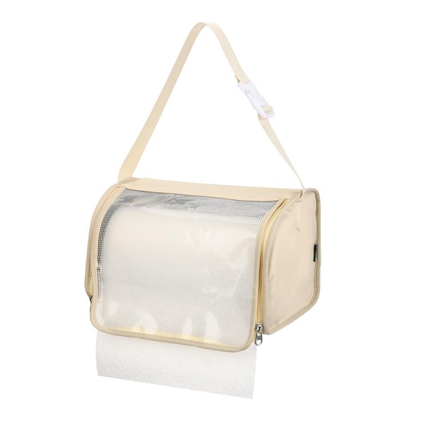 Kitchen Paper Towel Holder, Hanging Paper Towel Dispenser with Transparent Cover, Easy to Tear Papers Waterproof Papers Towels Holder for Kitchen Organization and Storage (Beige)