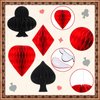 Tenare 24 Pcs Casino Theme Party Decorations Poker Paper Hanging Ornaments 3D Honeycomb hanger for Las Vegas Party Red Black poker Paper Ceiling for Las Vegas Casino Night Poker Party
