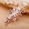 Chargances Bridal Flower Rhinestone Hair Comb Wedding Pearl Leaf Hair Side Comb Fashion Crystal Handmade Hair Accessories for Women and Girls (Rose Gold)