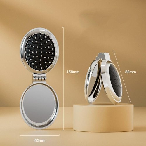 2 Pcs Foldable Travel Hair Brush with Mirror, Folding Pocket Hair Brush Bow Design Mini Hair Comb Hair Massage Comb for Men Women and Girls