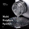 RARJSM Glitter Top Coat Gel Nail Polish Clear Iridescent Rainbow Holographic Shimmer Pigments Sparkle Colors Glossy No Wipe Mirror Shine Gel Polish Soak Off LED UV Curing Requires for Home Salon 15ml