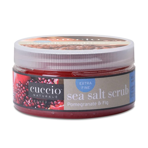 Cuccio Naturale Sea Salt Scrub - Extra Fine - Gently Exfoliates To Remove Dead Skin Cells - Leaves Skin Supple, Radiant And Youthful Looking - Paraben And Cruelty Free - Pomegranate And Fig - 8 Oz