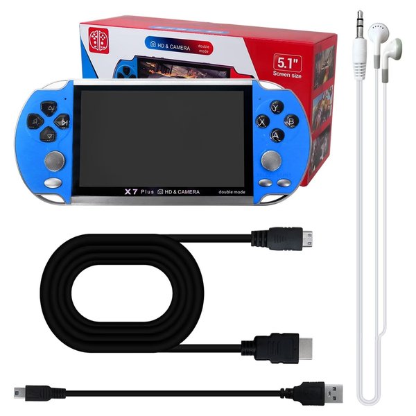 Upgraded Version Built in 1000 Games 5.1" 8GB 128Bit Portable Handheld Video Game Console Player (Blue)