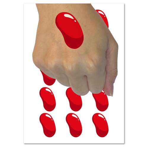 Jelly Bean Solid Temporary Tattoo Water Resistant Fake Body Art Set Collection - 15 2" Tattoos (1 Sheet)