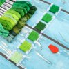 Pllieay 24 Skeins Friendship Bracelets Floss, Green Gradient Embroidery Floss, Cross Stitch Threads with 6 Floss Bobbins, 2 Embroidery Needles and 1 Needle Threader for Cross Stitch Project