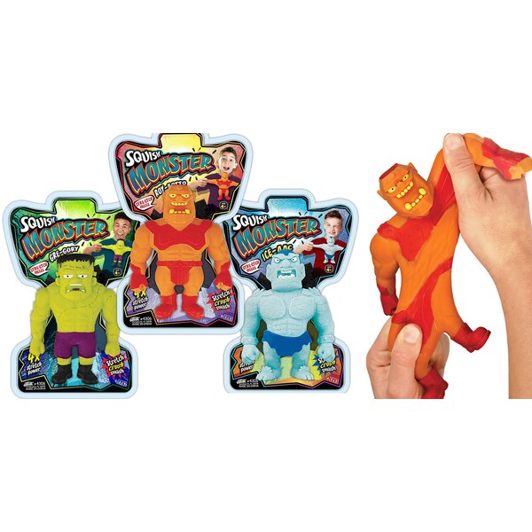 JA-RU Squishy Monster 6 Inch (3 Stretchy Toys Assorted) Stretch Action Figures & Bendy Toys for Kids. Stress Relief Fidget Toys. Anger Management Toys. Superhero Party Favors. 4306-3s