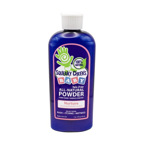 Squeaky Cheeks Baby Powder (5oz) | Organic | Unscented Talc-Free and All Natural Powder | Effective Relief from Rash Wetness and Itching | Also Ideal for Adults