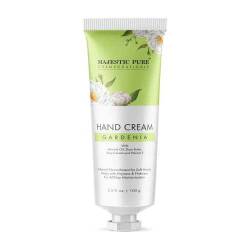 MAJESTIC PURE Hand Cream for Dry Cracked Hands & Skin | Gardenia Hand Lotion | Moisturizing, for All skin Types with Almond Oil, Shea Butter, Aloe Extract & Vitamin E