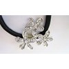 Crystal triple flower shaped hair tie pony tail holder scrunchie