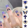 editTime Metal Alloy Nail Charms Rhinestones Kit 3D Gold Silver Stars Butterfly Heart Rose Flower Nail Gems Shiny Crystal Rhinestones Diamonds Jewelry (blue-30)