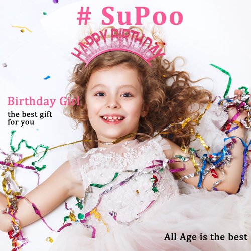 SuPoo Hot Pink Happy Birthday Headband Birthday Crown for Women Tiara for Girls Glitter Hair Band Princess Crown Queen Birthday Girl Headband Hats Party Headwear Decorations Hair Accessories Gift