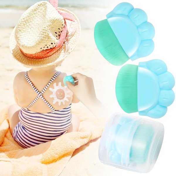 JYNTERPLAY Sunscreen Applicator for Kids 3 Pack Sunblock Buddy Brush Set with Protective Cases for Women Suncream Lotion Cream Liquid Foundation Powder 1.97x1.97inch