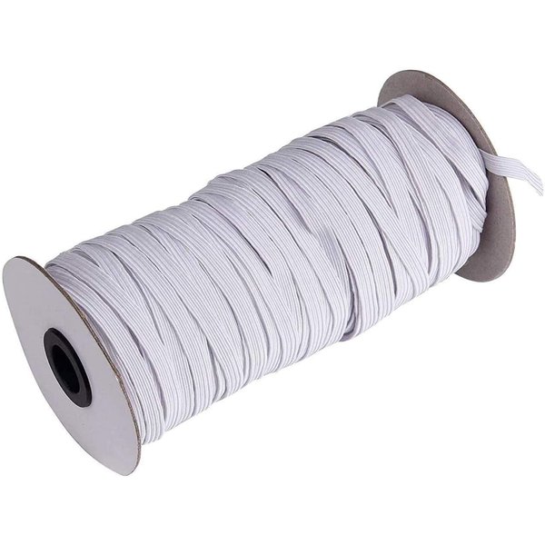 70-Yards Length 1/4" Width White Braided Elastic Cord/Elastic