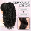 KooKaStyle Curly Ponytail Extension Fluffy Drawstring Ponytail for Women Kinky Curly Clip in Hair Extensions Long Curly Wavy Ponytail Extension Synthetic Hairpiece for Daily Use(18 Inch,Black brown)