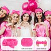 WHAVEL 18 Pcs Sleepover Party Supplies for Girls - Pink Party Favors Include 6 Spa Headband, 6 Silk Eye Mask and 6 Velvet Scrunchies for Spa Birthday, Bachelorette Party, Slumber Wedding (Hot Pink)
