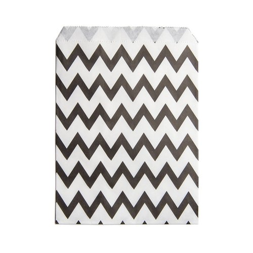 Restaurantware 7 x 5 Inch Cookie Bags 100 Biodegradable Paper Treat Bags - Use As Party Favors Or Candy Bags Food Safe Black With Zig Zags Paper Food Bags For Baked Goods For Buffets Or Parties