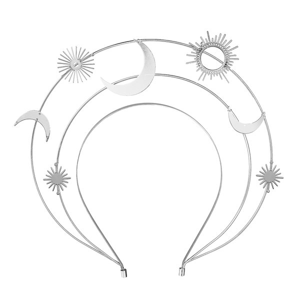 Zivyes Halo Headband Star Moon Crown Celestial Hair Accessories Silver Crowns Birdal Goddess Headpiece Halloween Headdress