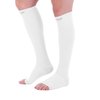 Doc Miller Open Toe Compression Socks, 15-20 mmHg, Toeless Compression Socks Women and Men for Maternity, Shin Splints & Calf Recovery, 1 Pair White Knee High Small Size