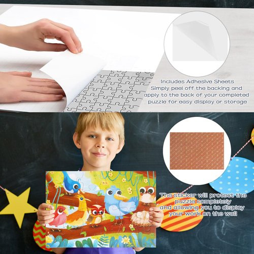 Jumbo 24 Piece Puzzles for Kids Ages 3-5, Floor Puzzles for Kids Ages 3-5 About Treetop Talks, Educational Preschool Puzzle with Puzzle Sticker Sheets, Perfect Learning Toy Gift for Boys and Girls