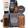 Beard Kit Rinse & Robust 8Pcs Beard Care Grooming Travel Set For Men Beard Wash & Beard Conditioner Set Gift For Men | Beard Shampoo, Beard Conditioner, Beard Oil, Beard Balm, Double-Headed Brush, Beard Scissors, Bristle Brush, Travelling Bag