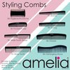 Amelia Beauty, 7in Black Plastic Wide Tooth Tease Comb, Made in USA, Professional Grade Pocket Hair Comb, Wet, Tangled Hair, Flip to Lift, Tease, Everyday Styling Cutting Hair Styling Tool, 2 Pack