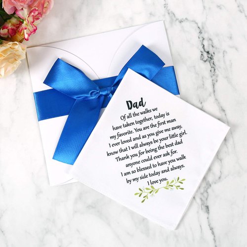 Father of The Bride Handkerchief, Dad Wedding Gift from Daughter, Wedding Hankie for Bride's Father, Keepsake for Father(Dad)