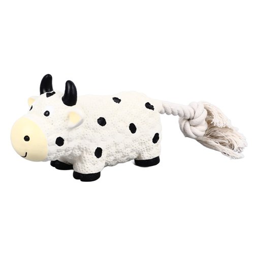 ZIZEV Latex Dog Toy, Unique and Attractive Shape, Interactive Teeth Cleaning, Squeaky Puppy Chew Toy, Bite Resistant for Small and Medium Dogs (Cow)