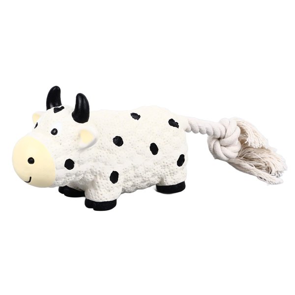 ZIZEV Latex Dog Toy, Unique and Attractive Shape, Interactive Teeth Cleaning, Squeaky Puppy Chew Toy, Bite Resistant for Small and Medium Dogs (Cow)