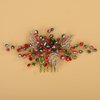 BERYUAN Christmas Rhinestone Beads Crystal Leaves Hair Comb Red and Green Rhinetone Crystal Hair Comb Rhinestone Headpiece for Christmas Wedding Party for Women (red and green)