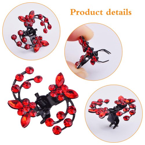 10pcs 5 Colors Mini Plum Blossom Rhinestone Hair Claw Clips, 10pcs Pearl Hair Barrettes Headdress, 1pcs White Handmade Beaded Headpiece Hair Accessories for Girls Bride Wedding Party Decor