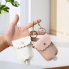 Pcmursal 3 Packs Small Hand Sanitizer Holder Mini Hand Sanitizer Holder Hand Sanitizer Portable Leather Sanitizer Holder Empty Bottles (Black, Pink, Grey)