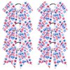 4th of July Cheer Bows American USA Patriotism Team Bows 6Pcs Patriotic Flag Cheerleader Hair Bows with Elastic Ponytail Holder for Competition Independence Day Girls Teens Kids (USA Cheer Bows Q)