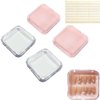 SUKPSY 4pcs Plastic Press on Nail Storage Box with Adhesive Double Sided Tape Fake Nail Display Storage Box Acrylic Nail Packaging Box for Nail Salon Home Storage Supplies(Pink/Clear)