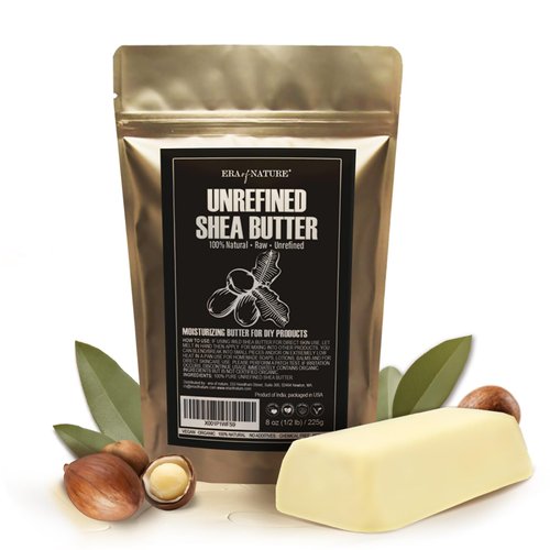 era of nature - Organic Unrefined Raw AFRICAN IVORY WHITE SHEA BUTTER, for Anti Aging Dry Skin Base Beauty, Use Alone or in DIY Body Butters, Soaps, Lotions and lip balm, Ghana, 8oz