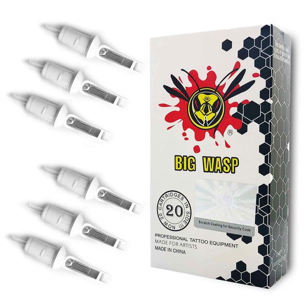 BIGWASP Professional Disposable 1009RM Tattoo Needle Cartridge #10 Bugpin 9 Curved Magnum (9RM) 20Pcs