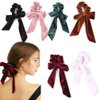 6Pcs Hair Scrunchies Bowknot Velvet Elastics Hair Bands Scrunchy Hair Rope Ties Hair Bow Ponytail Holder Accessories for Women Girls