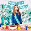 13th Birthday Decorations for Girls, Teal Glitter Official Teenager Birthday Cake Topper and sash, Happy Birthday Banner, Silver 13th Birthday Crown, NO.13 Birthday Foil Balloons, Latex Balloons