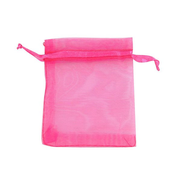 Topwedding 3.5"x4.5" 100pcs Drawstring Sheer Organza Wedding Gift Party Favor Jewelry Pouch Candy Bags, Fuschia