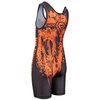 KO Sports Gear - Unisex Wrestling Singlet (Orange Skull, Adult X-Small)