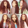 TopSilky Reddish Brown Curly Wigs Human Hair 13x6 Auburn Brown Kinky Curly Lace Front Human Hair Wig Pre Plucked with Baby Hair 180% Density HD Lace Frontal Wigs Human Hair 26 Inch